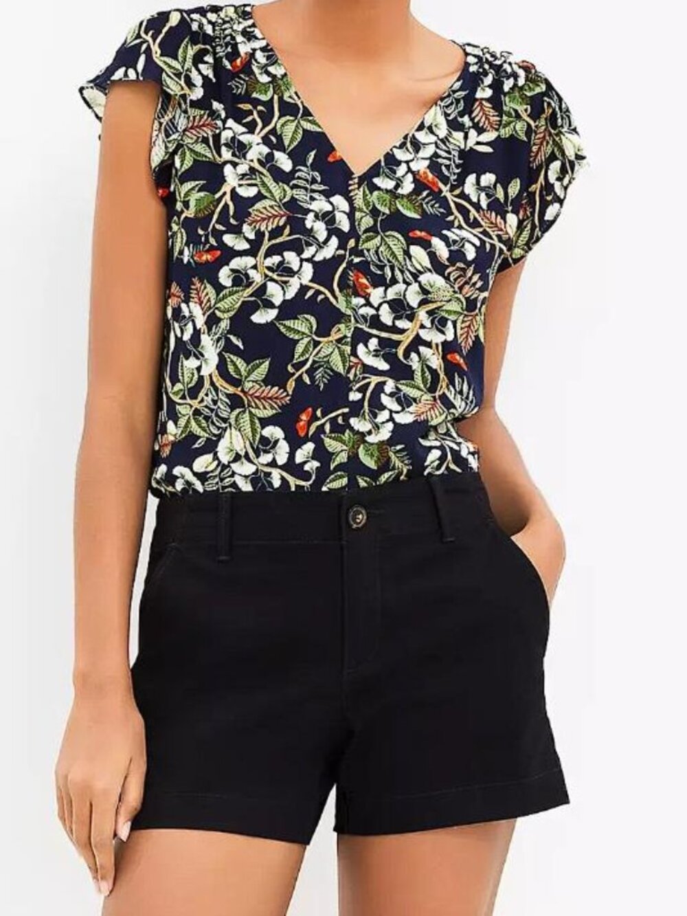 LOFT Women's Petite Monroe Chino Shorts Size 2P In Black